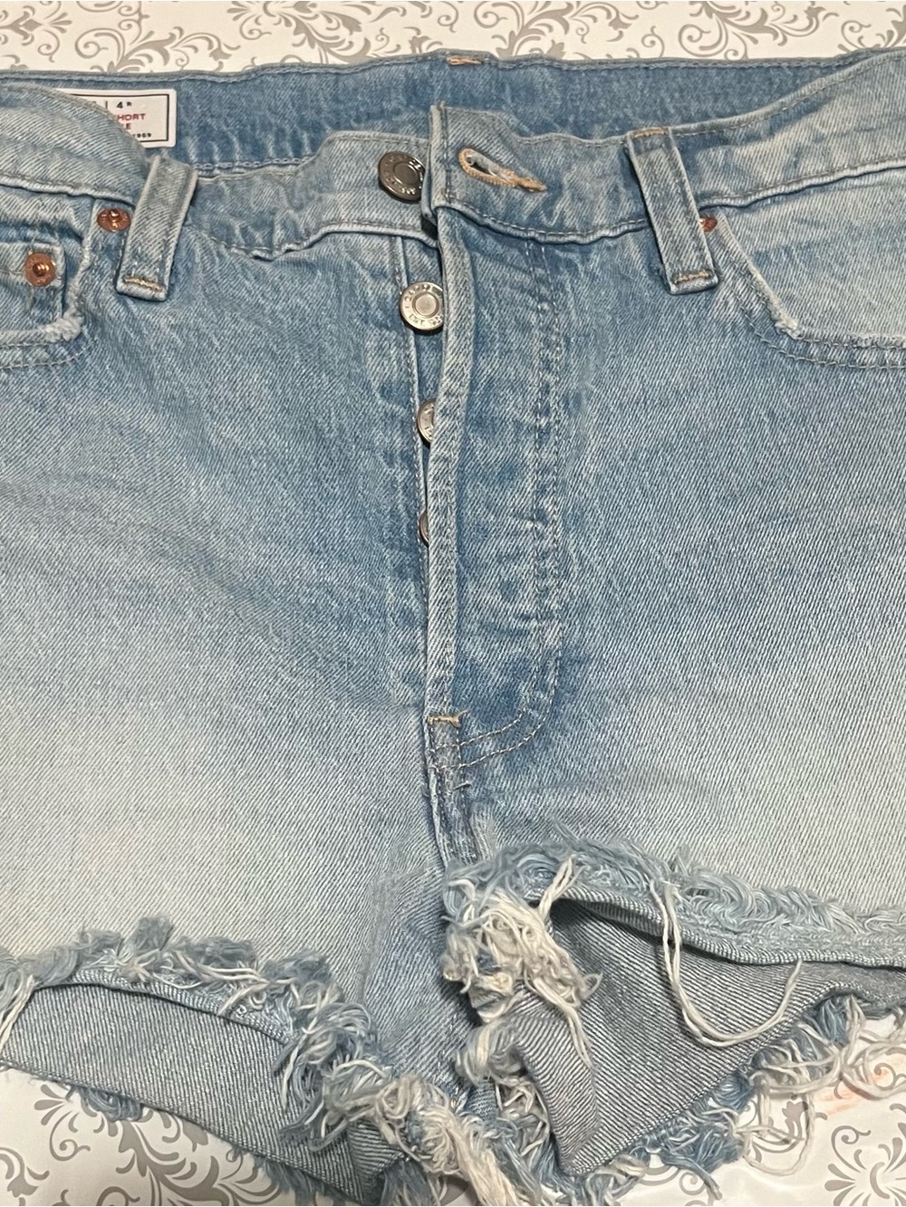 GAP Cheeky Midi High Rise Shorts Light wash Jean Shorts 27